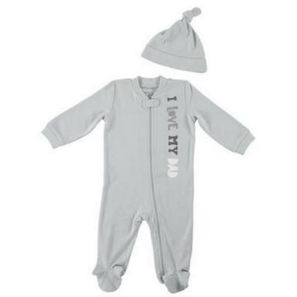 Chickpea Baby Boys I Love My Dad 2-Piece Coverall Set Gray, Size 3/6 Months